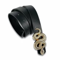 Nicoletta Carlone "Rachel" Black Vegan Leather Snake Belt