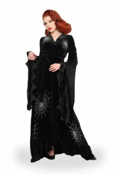 Nicoletta Carlone "Carlotta" Hand Embroidered Velvet Edwardian Style Spiderweb Robe