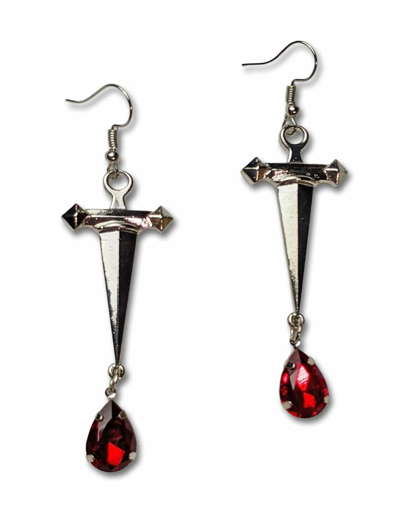 Nicoletta Carlone JEWELRY "Olivia" Dagger And Blood Drop Earrings 3 Nicoletta Carlone JEWELRY "Olivia" Dagger And Blood Drop Earrings
