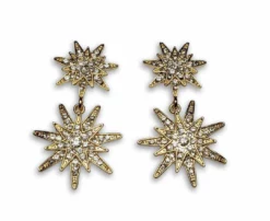 Nicoletta Carlone "Estelle" Gold Rhinestone Starburst Earrings JEWELRY