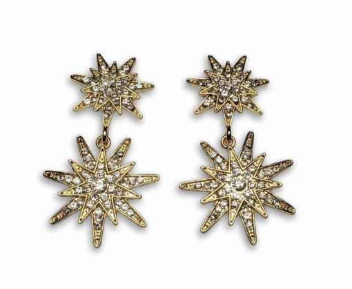 Nicoletta Carlone "Estelle" Gold Rhinestone Starburst Earrings JEWELRY