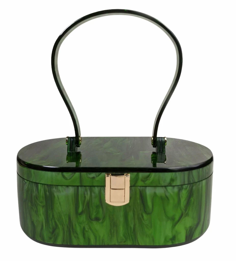 Nicoletta Carlone "Emma" Mid-Century Style Acrylic Purse - Malachite Green (pre-order) ACCESSORIES 4 Nicoletta Carlone "Emma" Mid-Century Style Acrylic Purse - Malachite Green (pre-order) ACCESSORIES