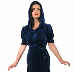 Nicoletta Carlone Shop "Noctis" 1930s Style Blue Velvet Hooded Stars Dress