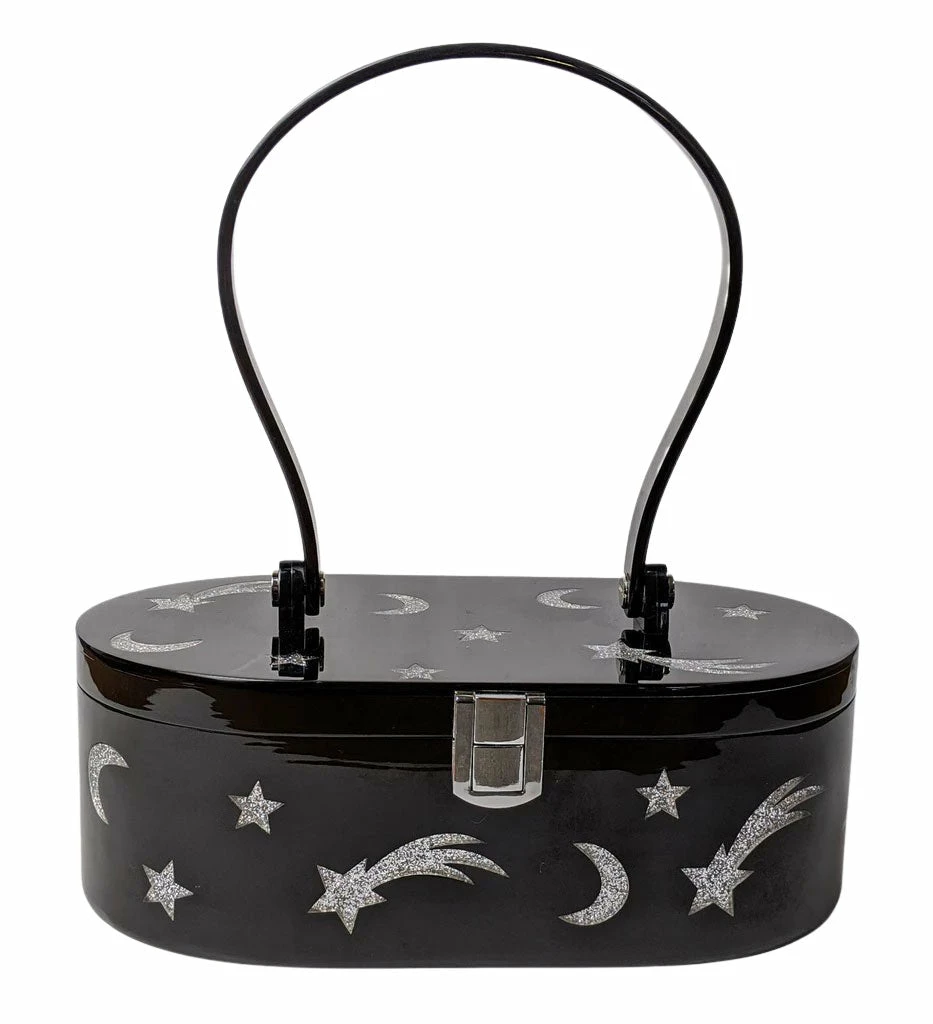 Nicoletta Carlone "Emma" Mid-Century Style Acrylic Purse - Black And Silver Shop 4 Nicoletta Carlone "Emma" Mid-Century Style Acrylic Purse - Black And Silver Shop
