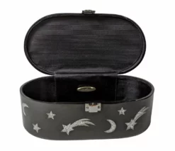 Nicoletta Carlone "Emma" Mid-Century Style Acrylic Purse - Black And Silver Shop 9 Nicoletta Carlone