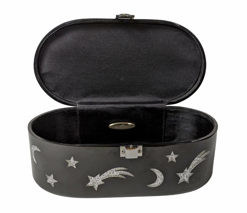 Nicoletta Carlone "Emma" Mid-Century Style Acrylic Purse - Black And Silver Shop 5 Nicoletta Carlone "Emma" Mid-Century Style Acrylic Purse - Black And Silver Shop