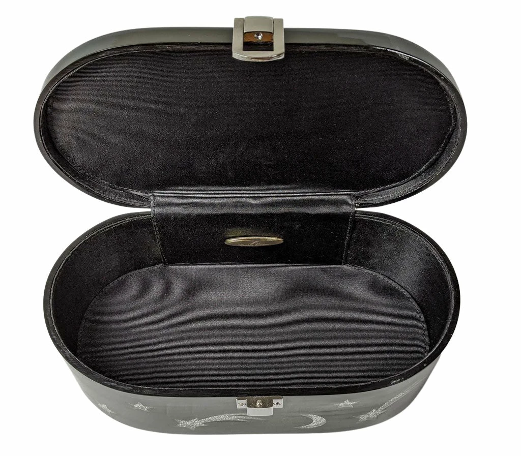 Nicoletta Carlone "Emma" Mid-Century Style Acrylic Purse - Black And Silver Shop 6 Nicoletta Carlone "Emma" Mid-Century Style Acrylic Purse - Black And Silver Shop