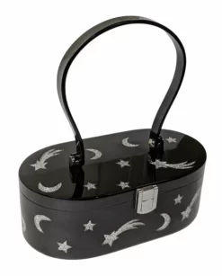 Nicoletta Carlone "Emma" Mid-Century Style Acrylic Purse - Black And Silver Shop