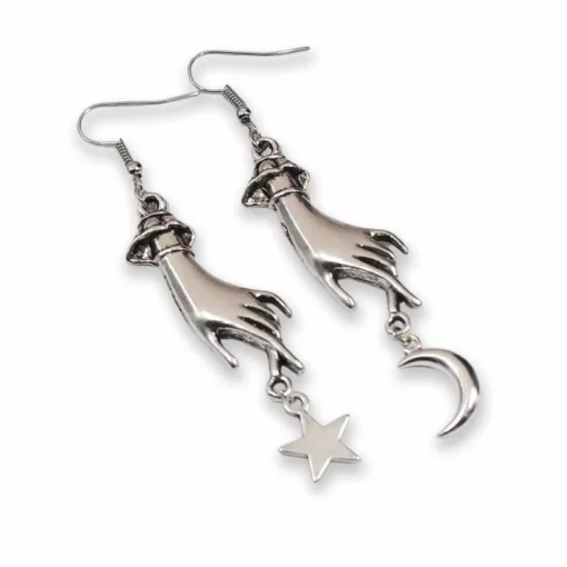 Nicoletta Carlone "Galaxy" Moon And Star Hand Earrings