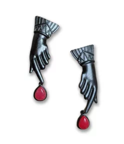 Nicoletta Carlone "Frida" Victorian Style Hand And Blood Drop Earrings JEWELRY