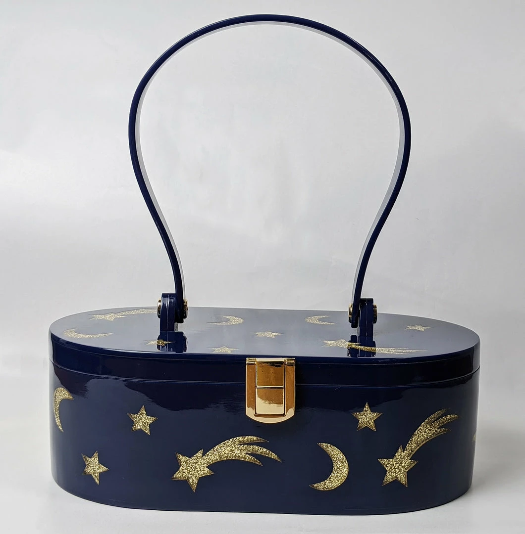 Nicoletta Carlone Shop "Emma" Mid-Century Style Acrylic Purse - Blue And Gold 4 Nicoletta Carlone Shop "Emma" Mid-Century Style Acrylic Purse - Blue And Gold