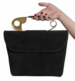 Nicoletta Carlone ACCESSORIES "Renata" 1940s-50s Style Suede Safety Pin Bag (pre-order)