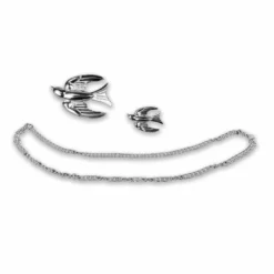 Nicoletta Carlone "Etienne" Silver-tone 1940's Style Swallows Brooch Pair