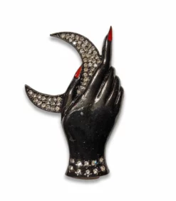Nicoletta Carlone "Odalys" Hand And Moon Brooch