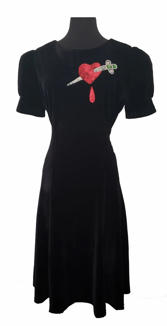 Nicoletta Carlone READY TO WEAR "Jezebel" Dagger And Heart Velvet Late 1930s Style Dress 6 Nicoletta Carlone READY TO WEAR "Jezebel" Dagger And Heart Velvet Late 1930s Style Dress