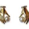 Nicoletta Carlone "Lettie" Gold-tone Hand And Pearl Earrings