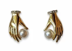 Nicoletta Carlone "Lettie" Gold-tone Hand And Pearl Earrings