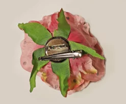 Nicoletta Carlone "Graziella" Rhinestone Embellished Pink Hair Flower Pin JEWELRY