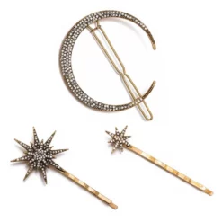 Nicoletta Carlone "Stella" Moon Barrette And Two Star Bobby Pins Set JEWELRY